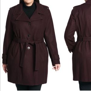 Calvin Klein Single Brest Wool Blend Trench Coat